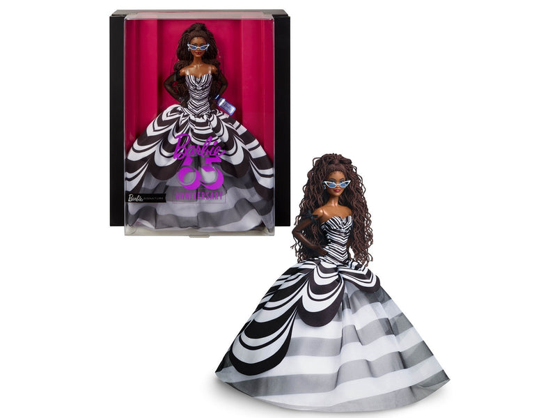 Barbie Signature 65th Anniversary Collectible Doll with Brown Hair - Black and White Gown