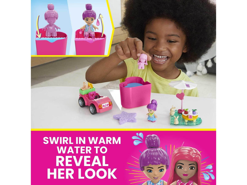 MEGA Barbie Colour Reveal Convertible Road Trip Building Toy Car With 2 Dolls
