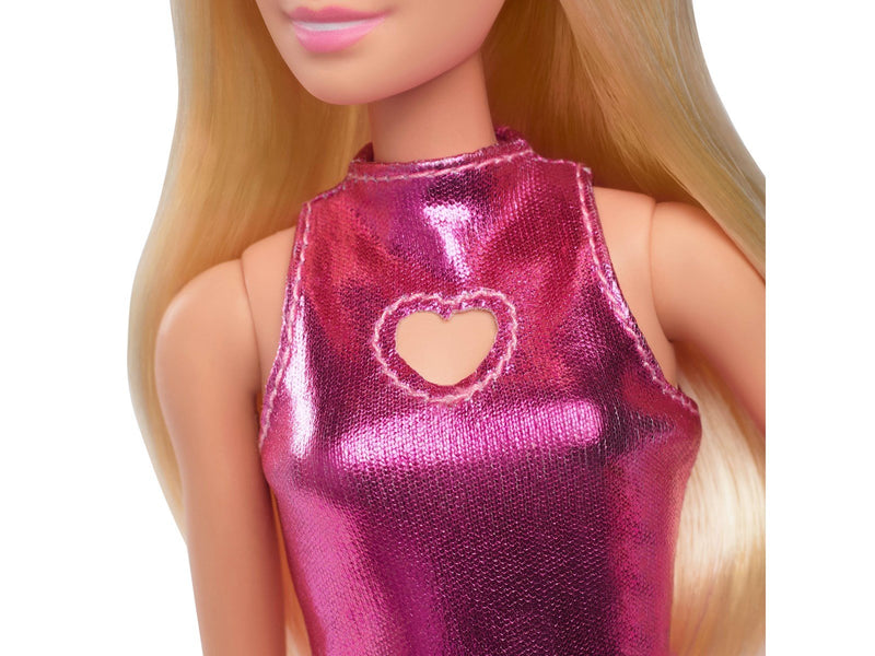 Barbie Fashionistas Doll 230 in Metallic Pink Minidress With Heart Cut-Out