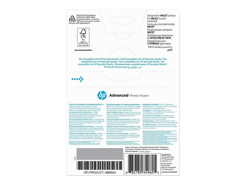 HP Advanced Glossy Photo Paper 250g/m2 100 sheets