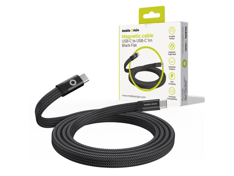 Mobile Origin Magnetic Flat Patented Original Cable USB-C to USB-C - 1m - Black