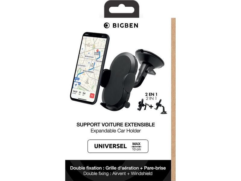 BigBen Interactive Universal Windshield+Airvent Adjustable Car Holder