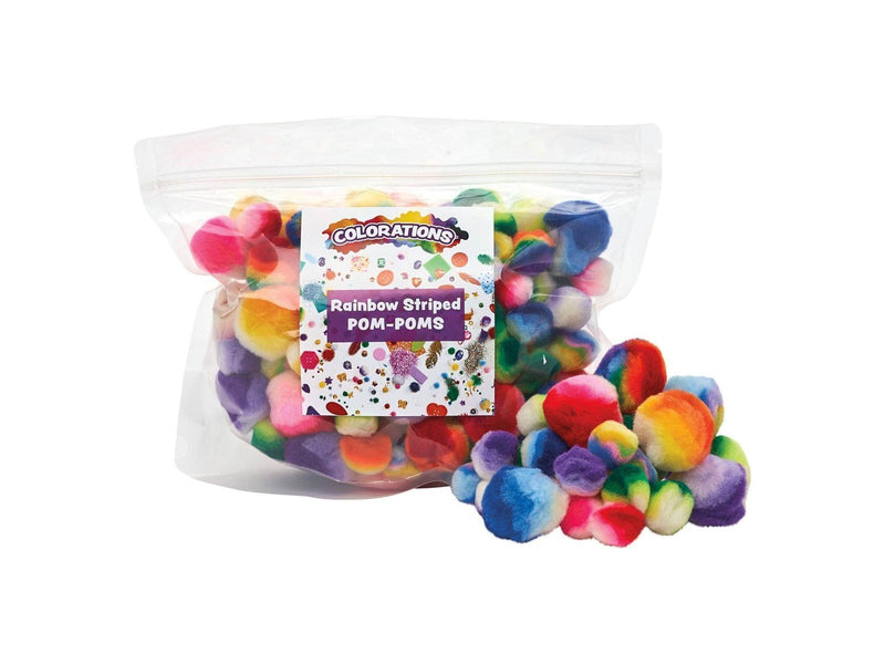 Colorations - Rainbow Striped Pom Poms 180pcs.