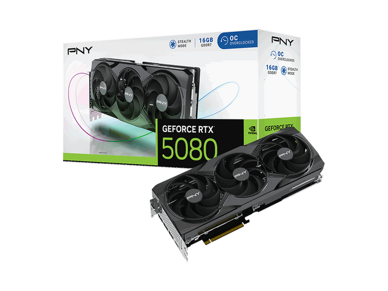 PNY GeForce RTX 5080 Triple Fan OC - 16GB GDDR7 RAM - Grafikkarte