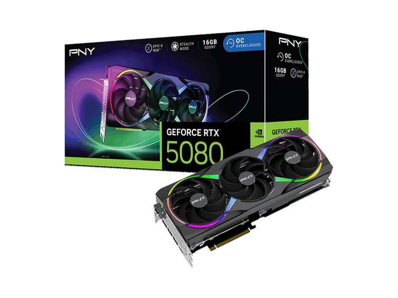 PNY GeForce RTX 5080 Epic-X OC - 16GB GDDR7 RAM - Grafikkarte