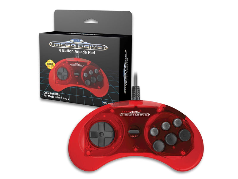 Retro-Bit Crimson Red - Wired Controller - Sega Mega Drive