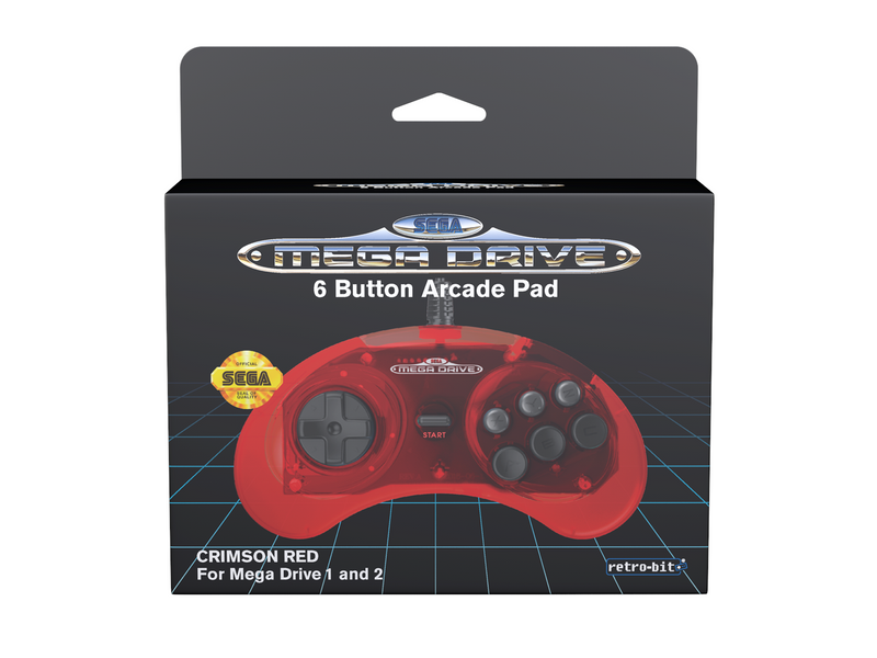 Retro-Bit Crimson Red - Wired Controller - Sega Mega Drive