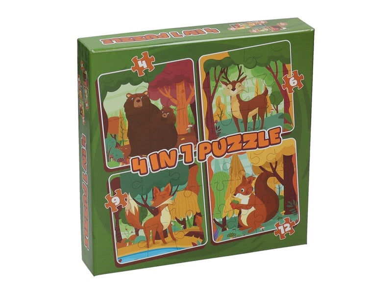 Wins Holland Jigsaw puzzle 4in1 - Forest animals 12 pcs. Boden