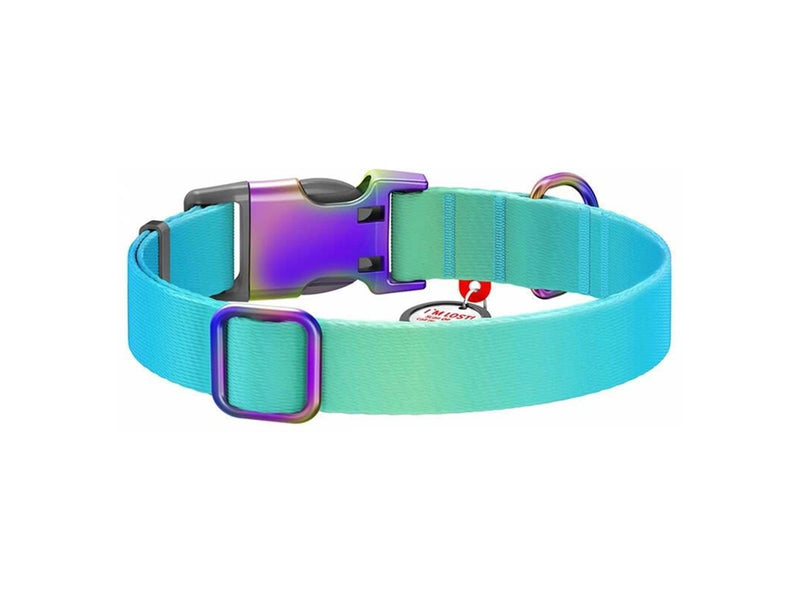 Waudog Nylon dog collar with QR code 15 mm wide 25-35 cm long blue