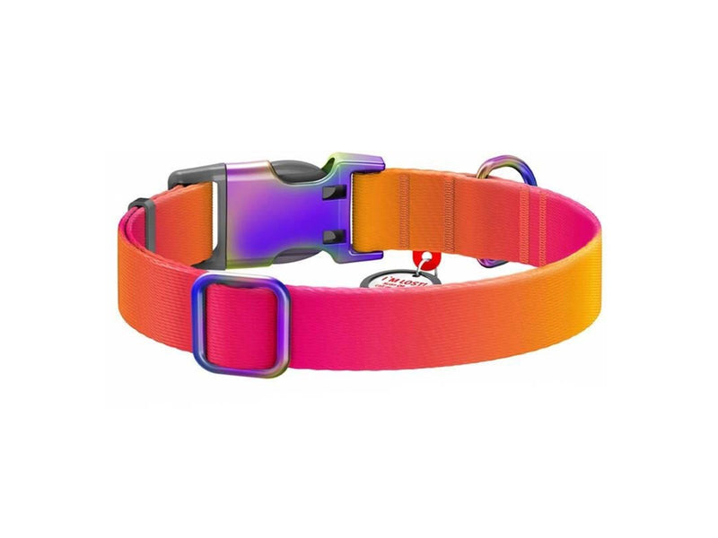Waudog Nylon dog collar with QR code 15 mm wide 25-35 cm long orange