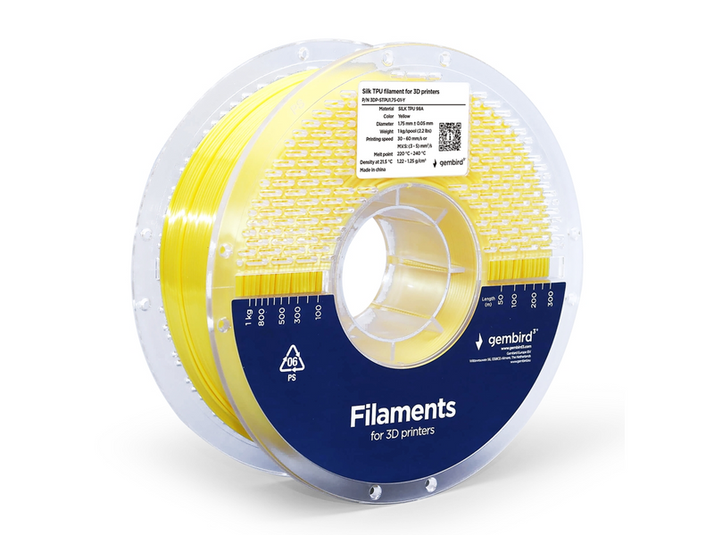 Gembird Silk TPU filament yellow 1.75 mm 1 kg