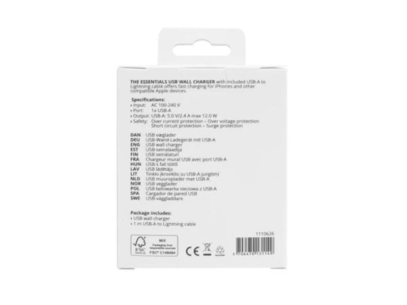 Essentials Wall Charger - 1 m