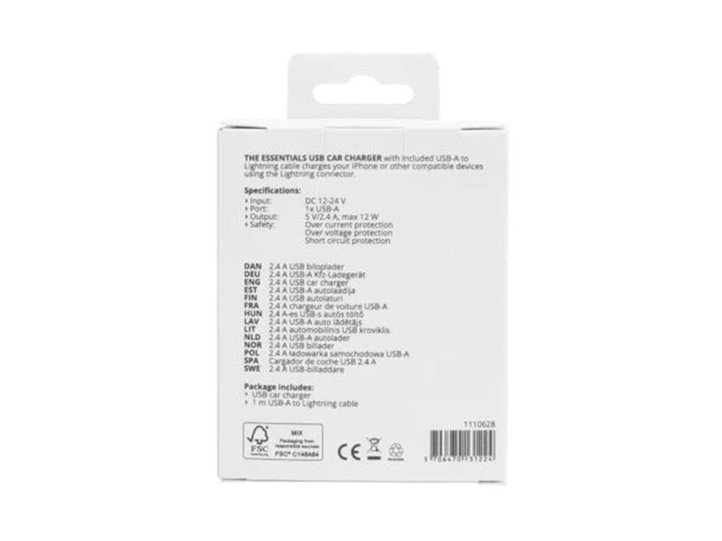 Essentials Car Charger - 1 m