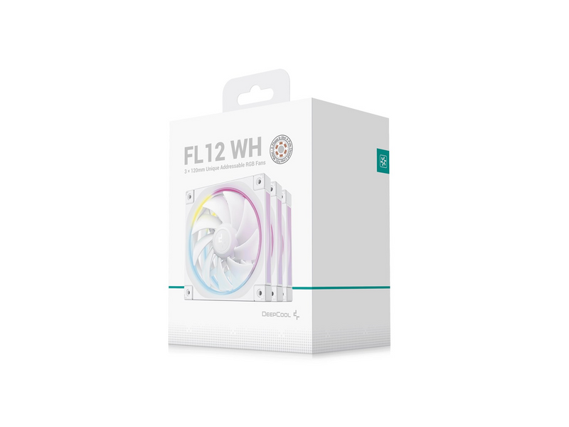 DeepCool FL12 3in1 White (3-Pack) - Gehäuselüfter - 120mm - Weiß mit RGB-Beleuchtung - 32 dBA