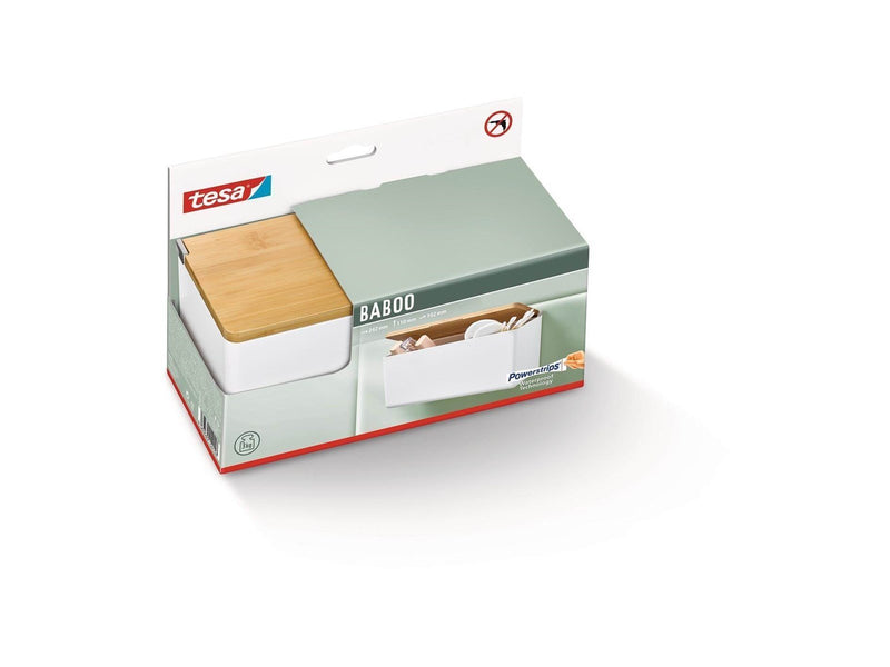 tesa Baboo Storage Box M Self-adhesive Bamboo And High-quality Plastic