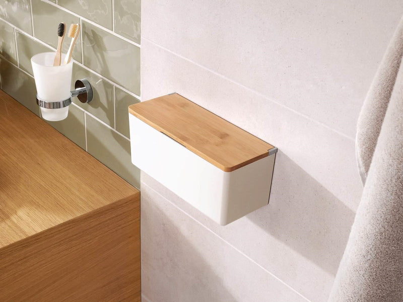 tesa Baboo Storage Box M Self-adhesive Bamboo And High-quality Plastic