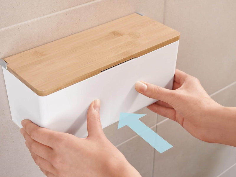 tesa Baboo Storage Box M Self-adhesive Bamboo And High-quality Plastic