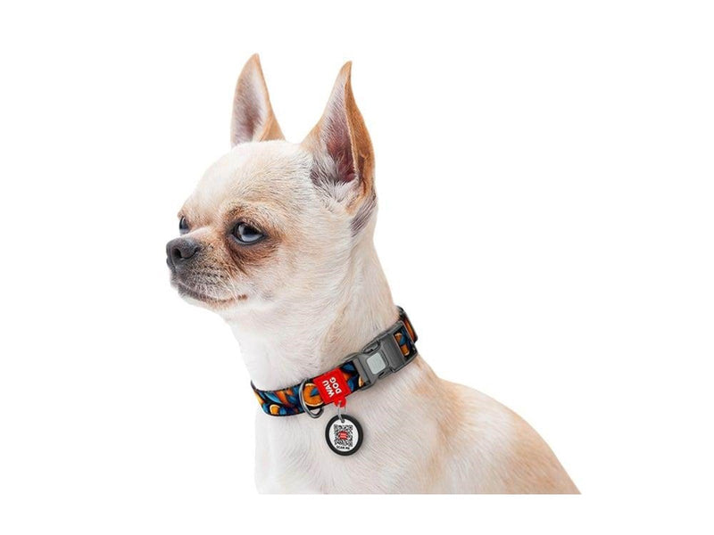 Waudog Oranges" nylon dog collar with QR code size L
