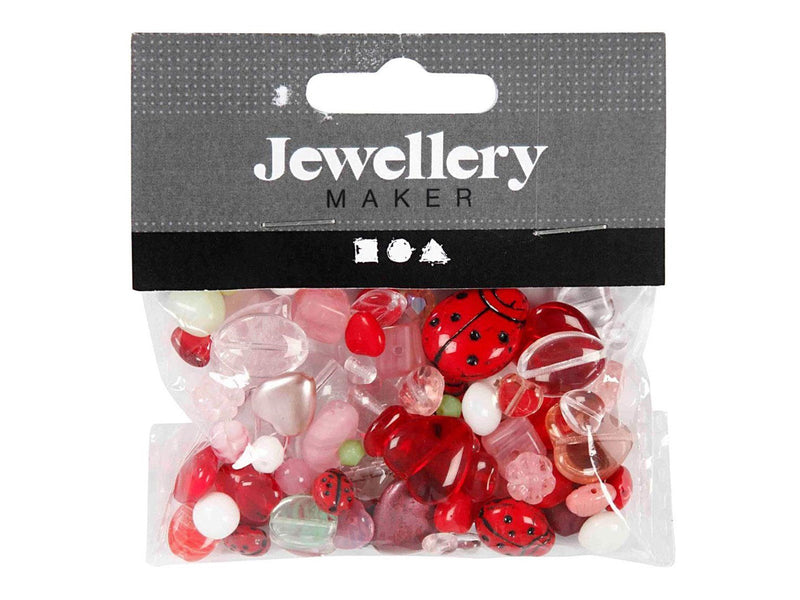Creativ Company Glass Beads Various Ladybug Heart Leaves 60 grams