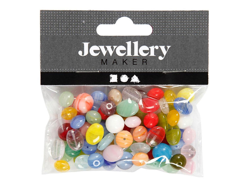 Creativ Company Glass Beads Various Round Oval Circle 60 grams