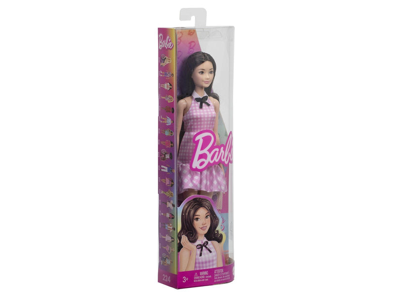 Barbie Fashionistas Doll 224 Black Hair & Pink Gingham Dress