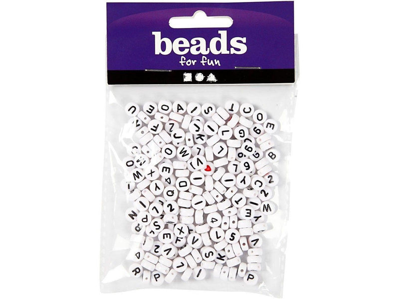 Creativ Company Letter beads White 7mm 200pcs.