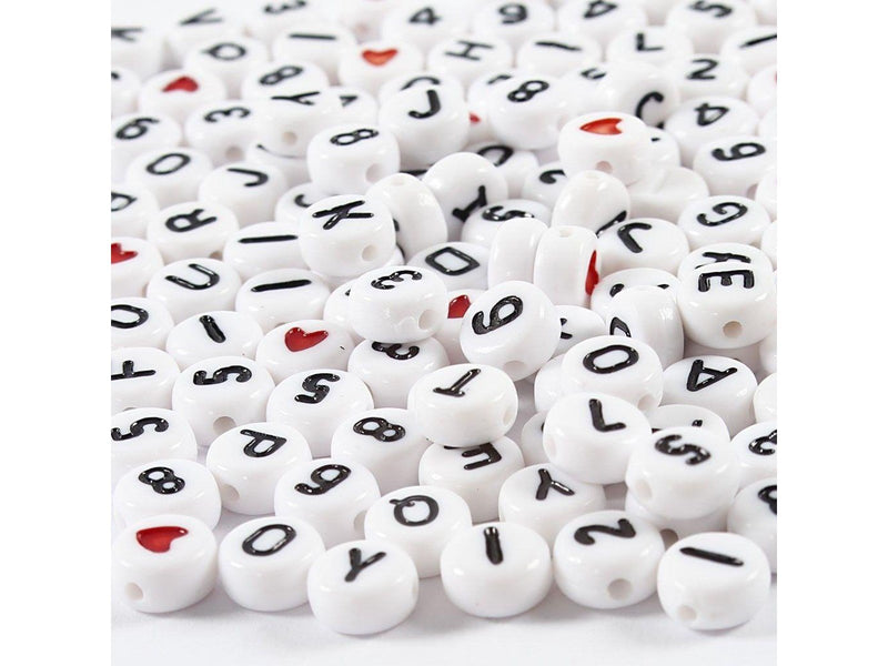 Creativ Company Letter beads White 7mm 200pcs.