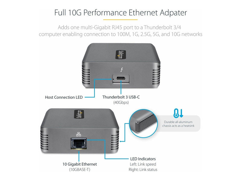 StarTech.com Thunderbolt 3 to Ethernet Adapter 10GbE Multi-Gigabit