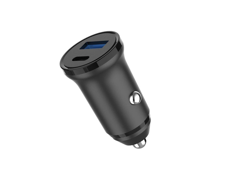 GEAR 12/24V Car Charger 1xUSB-C + 1xUSB-A PD 30W + QC18.0W MAX - Black