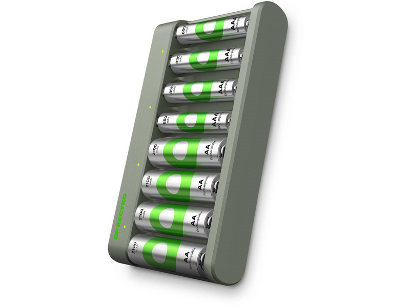 GP Battery Charger E821 8-Slot with 4xAA 2100mAh + 4xAAA 850mAh