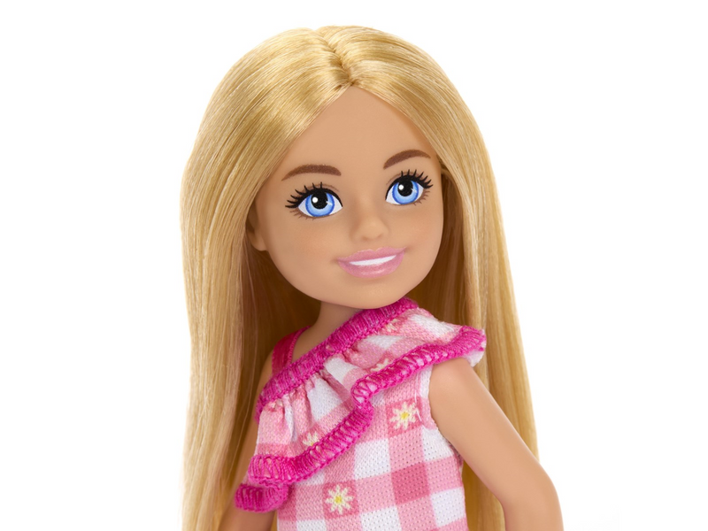 Barbie Chelsea Doll - Checked Dress with Blonde Hair & Blue Eyes