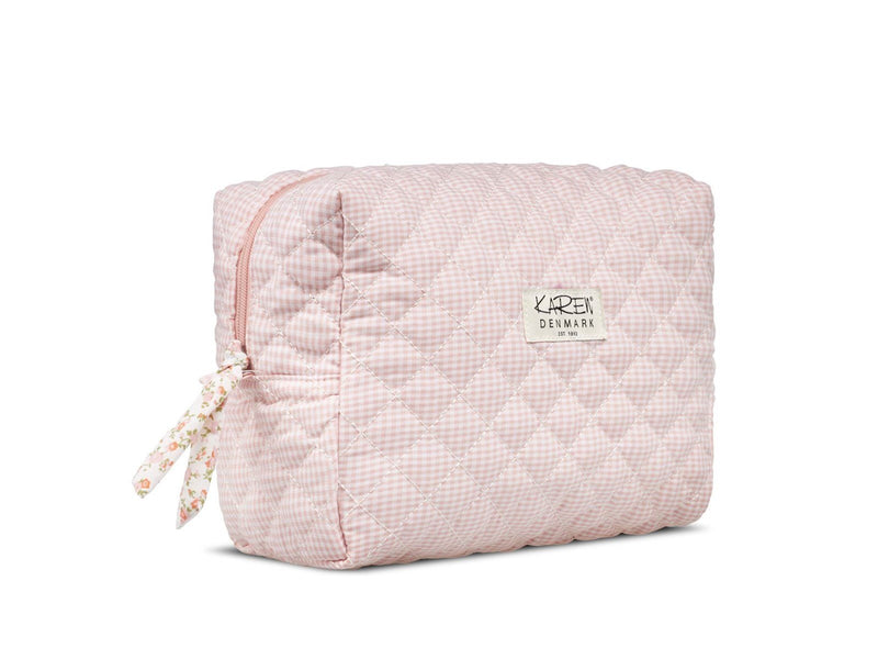 Karen Large toiletry bag in pink checkered quilt