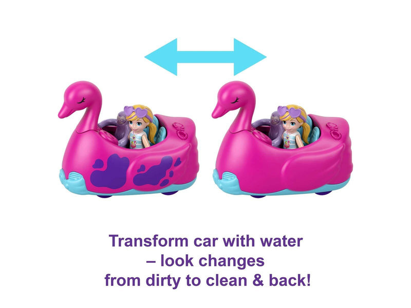 Polly Pocket Pollyville Flamingo Fun Car Wash Playset