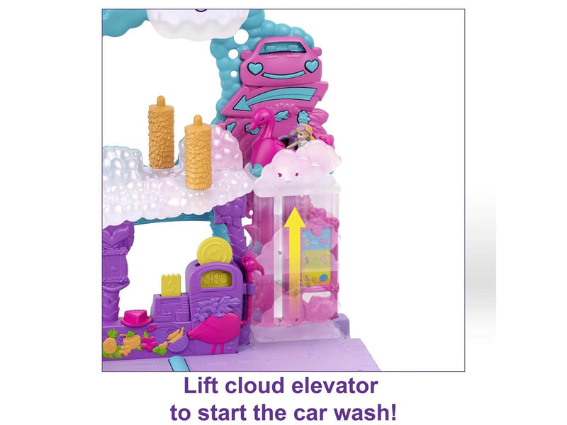 Polly Pocket Pollyville Flamingo Fun Car Wash Playset