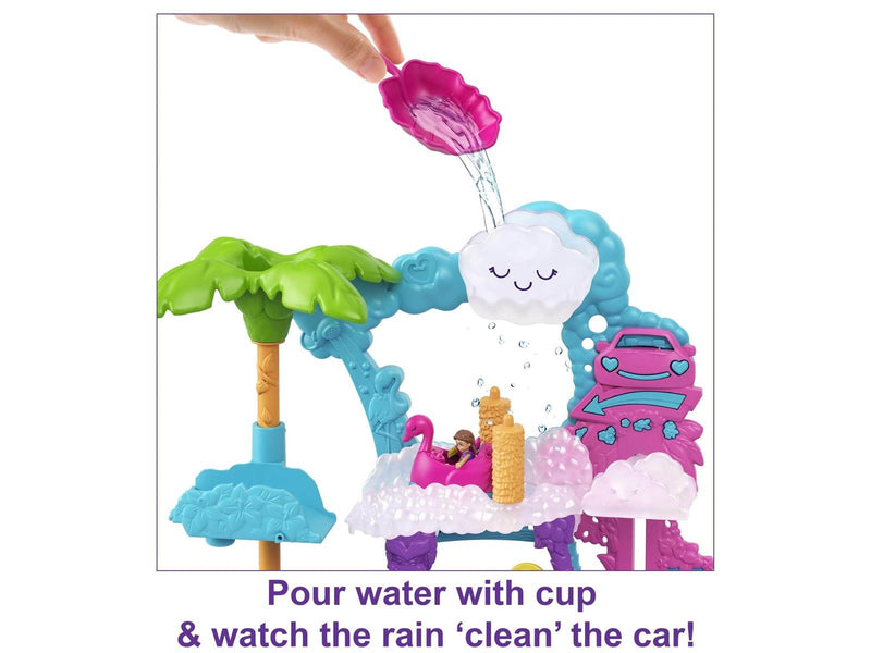 Polly Pocket Pollyville Flamingo Fun Car Wash Playset