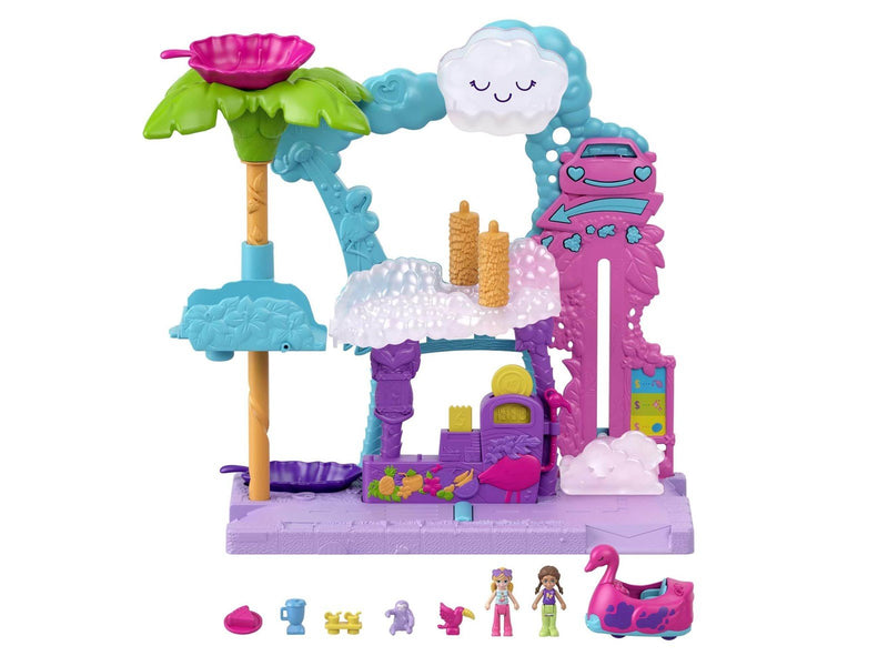 Polly Pocket Pollyville Flamingo Fun Car Wash Playset