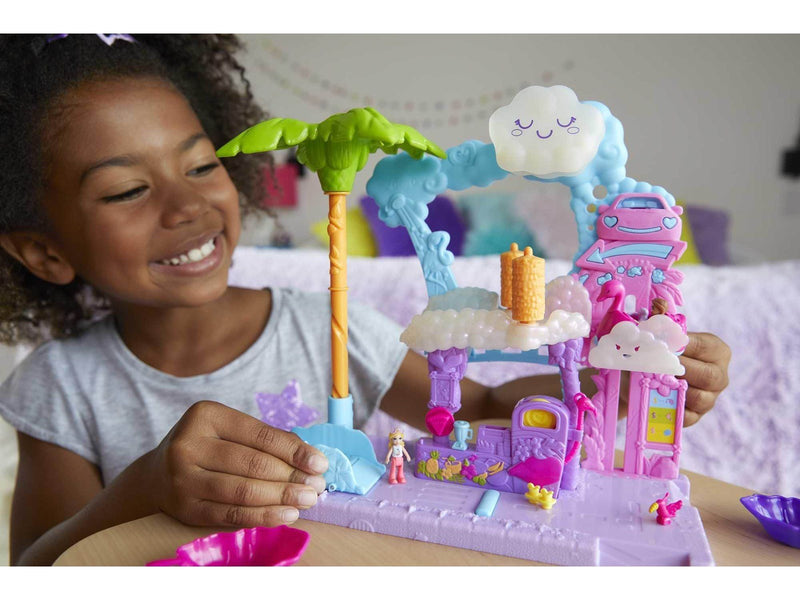Polly Pocket Pollyville Flamingo Fun Car Wash Playset
