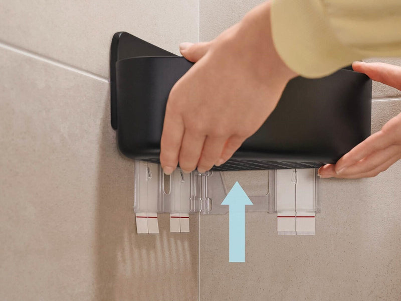 tesa LAVAA Corner Shower Basket Small Self-adhesive High-quality Matt Black Plastic