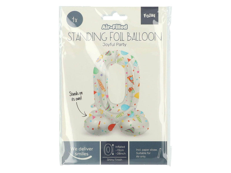 Folat BV - Standing Foil Balloon Joyful Party Number 0 -72cm