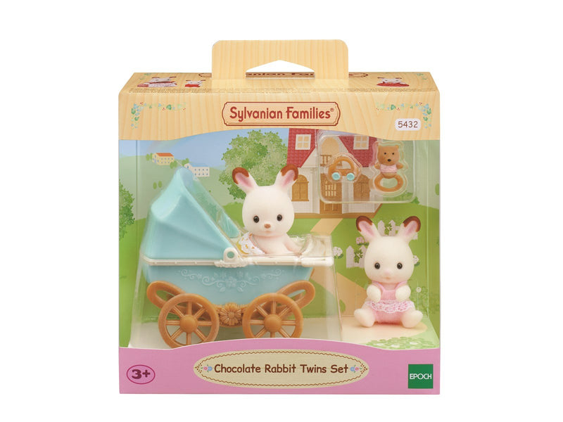 Sylvanian Families Chocolate Rabbit Twins Set with Pram