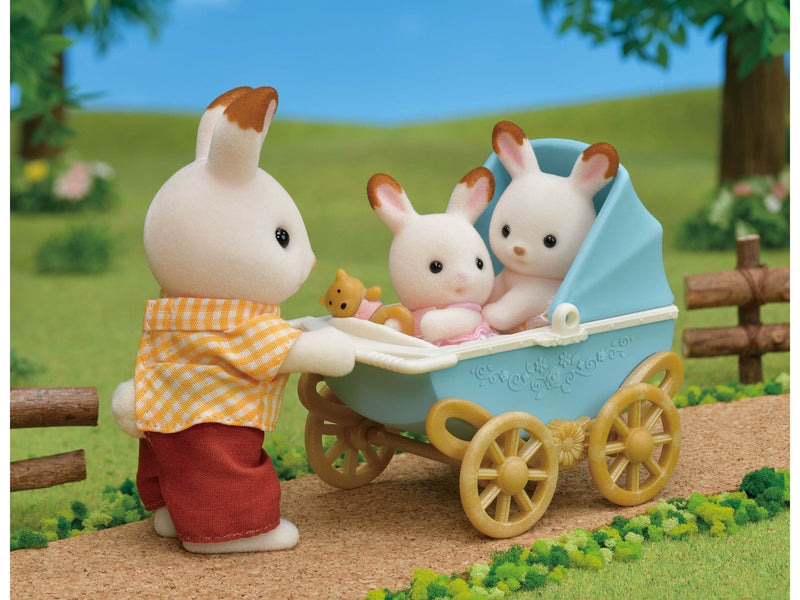 Sylvanian Families Chocolate Rabbit Twins Set with Pram