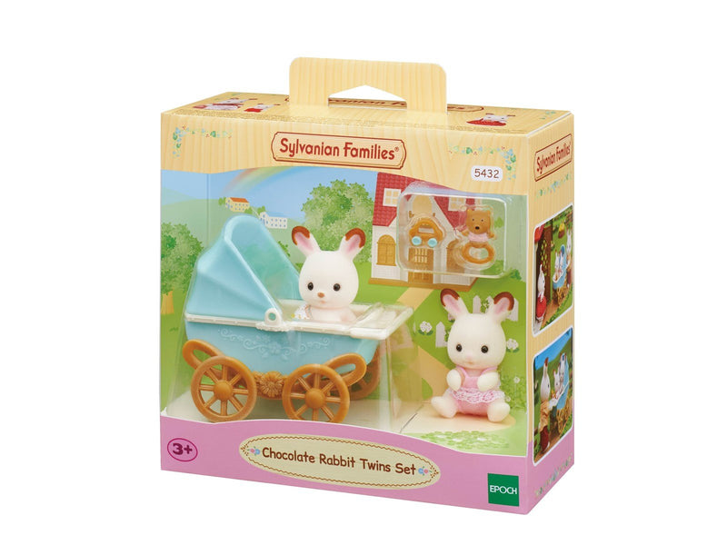 Sylvanian Families Chocolate Rabbit Twins Set with Pram