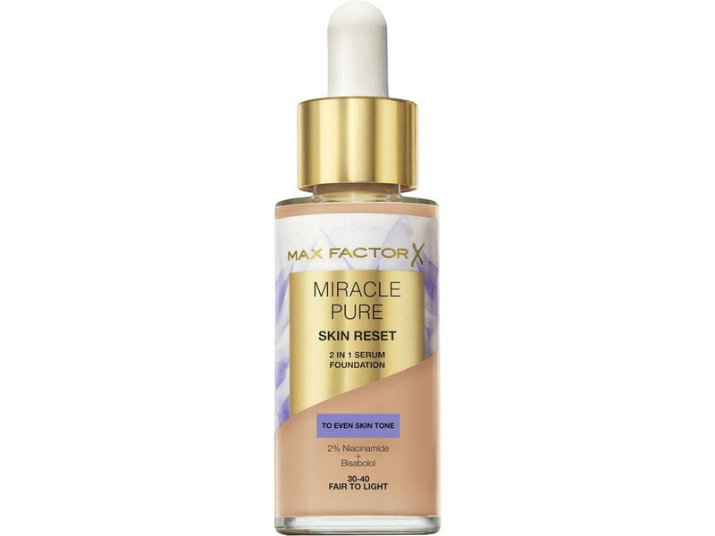Max Factor Miracle Pure 2in1 Skin Reset Serum Foundation 30-40 Fair to Light