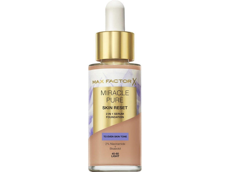 Max Factor Miracle Pure 2in1 Skin Reset Serum Foundation 40-60 Light