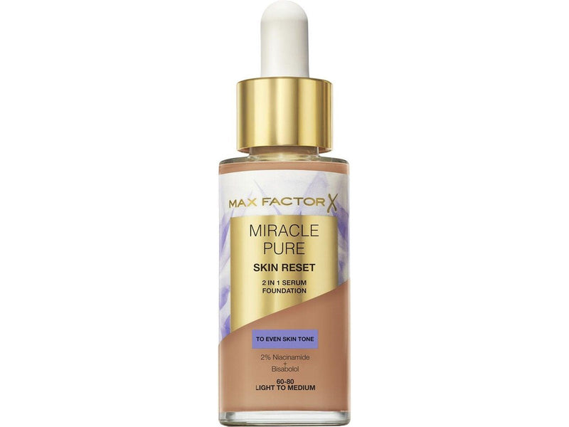Max Factor Miracle Pure 2in1 Skin Reset Serum Foundation 60-80 Light to Medium