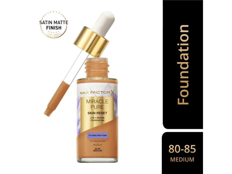 Max Factor Miracle Pure 2in1 Skin Reset Serum Foundation 80-85 Medium