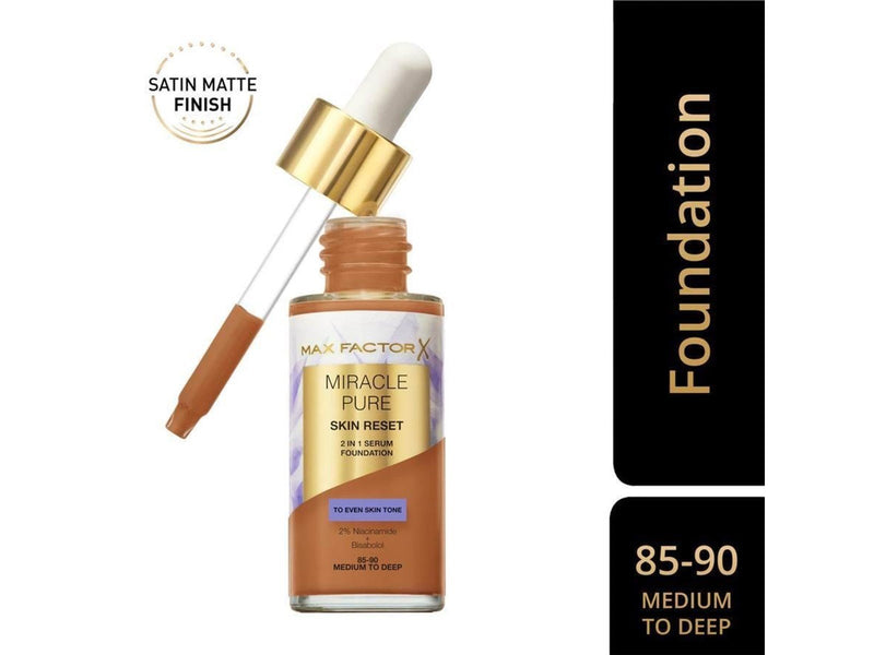 Max Factor Miracle Pure 2in1 Skin Reset Serum Foundation 85-90 Medium to Deep
