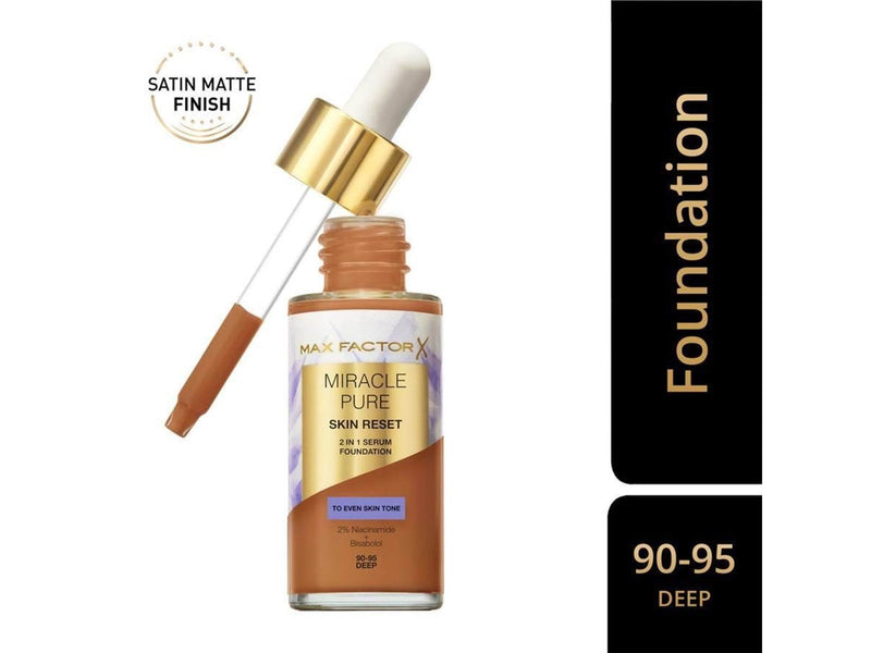 Max Factor Miracle Pure 2in1 Skin Reset Serum Foundation 90-95 Deep