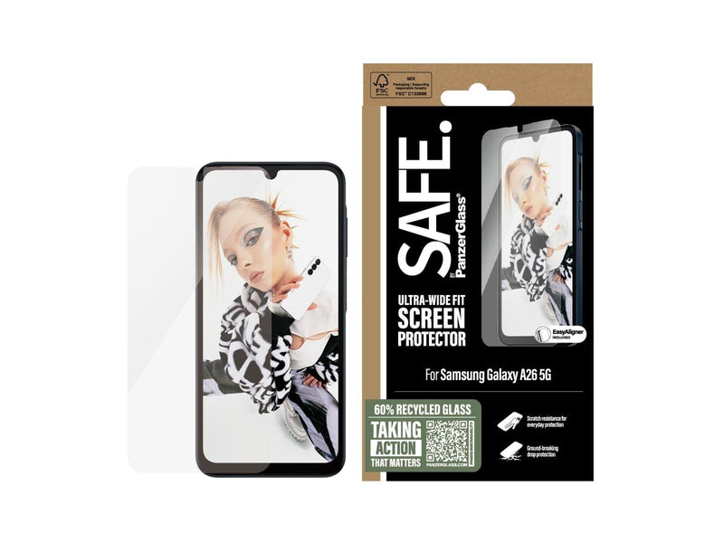 SAFE. by PanzerGlass Screen Protector Samsung Galaxy A26 5G | Ultra-Wide Fit w. Aligner