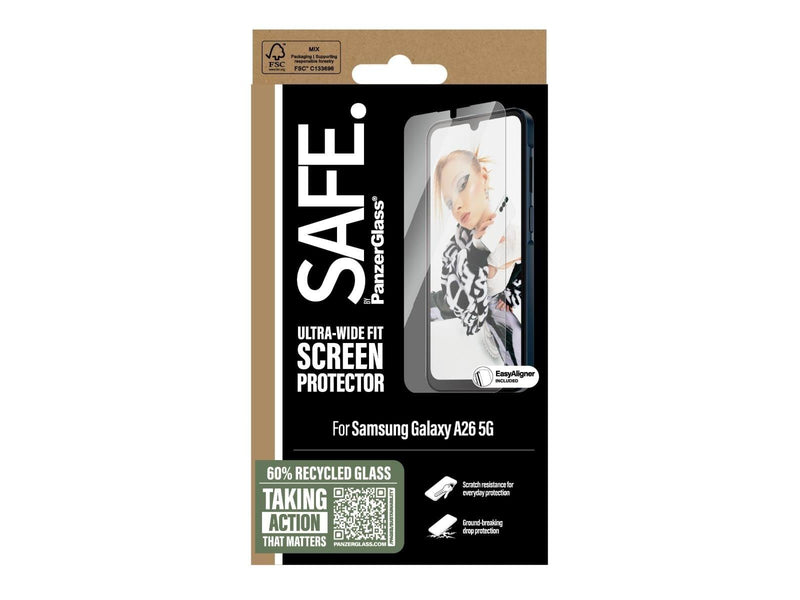 SAFE. by PanzerGlass Screen Protector Samsung Galaxy A26 5G | Ultra-Wide Fit w. Aligner